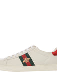 Gucci Womens Ace Watersnake Trimmed Embroidered Leather Sneakers In White