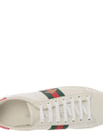Gucci Womens Ace Watersnake Trimmed Embroidered Leather Sneakers In White