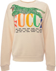 Gucci Womens Oversized Embellished Printed Cotton Terry Sweatshirt In Neutrals