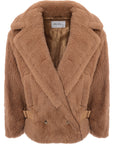 Max Mara Ranghi Teddy Biker Jacket Uk14 Camel In Camel