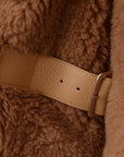 Max Mara Ranghi Teddy Biker Jacket Uk14 Camel In Camel