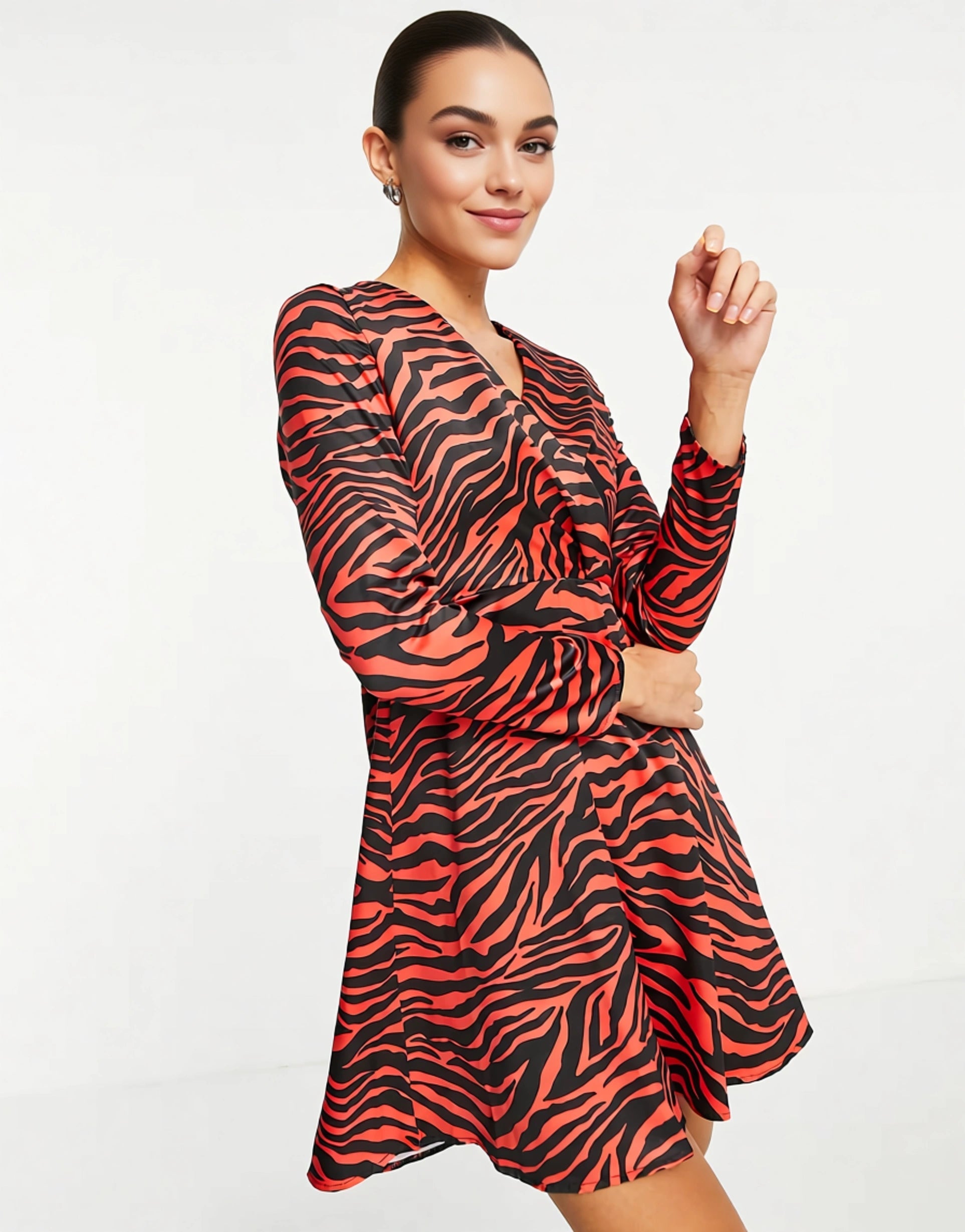 strapless open back dress Red Zebra Stripes Maxi Dress, Print Long Spaghetti Straps Women Sleeve –  Starcove Fashion main image 0