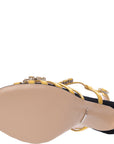 Gucci Womens Crystal Embellished Metallic Leather Heels In Gold
