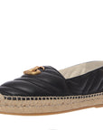 Gucci Womens Logo Embellished Quilted Leather Espadrilles In Black