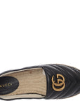 Gucci Womens Logo Embellished Quilted Leather Espadrilles In Black