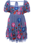Maya Women's Purple Mini Dress with Tie Back Detail