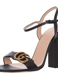Gucci Womens Marmont Logo Embellished Leather Sandals In Black