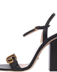 Gucci Womens Marmont Logo Embellished Leather Sandals In Black