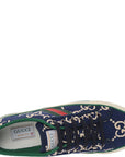Gucci Womens Tennis 1977 Logo Embroidered Canvas Sneakers In Blue