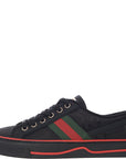 Gucci Womens Net Sustain Tennis 1977 Logo Embroidered Canvas Sneakers In Black