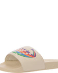 Gucci Womens Pursuit Logo Embossed Leather Slides In White