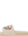Gucci Womens Pursuit Logo Embossed Leather Slides In White
