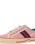 Gucci Womens Tennis 1997 Webbing Trimmed Logo Embroidered Canvas Sneakers In Pink