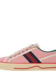 Gucci Womens Tennis 1997 Webbing Trimmed Logo Embroidered Canvas Sneakers In Pink
