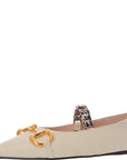 Gucci Womens Deva Embellished Leather Collapsible Heel Point Toe Flats In Neutrals