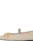 Gucci Womens Deva Embellished Leather Collapsible Heel Point Toe Flats In Neutrals