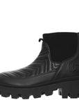 Gucci Womens Frances Logo Embroidered Matelassé Leather Chelsea Boots In Black