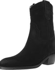 Saint Laurent Womens Eastwood Distressed Suede Ankle Boots In Black