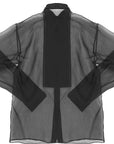 Prada Womens Organza Formal Ls Shirt In Grey