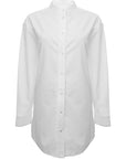 Jil Sander Womens C/O Wednesday Pure Cotton Small Stand Collar Slightly Dropped Shoulder Straight Fitted Shirt W Embroidered Js Monogram in White