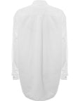 Jil Sander Womens C/O Wednesday Pure Cotton Small Stand Collar Slightly Dropped Shoulder Straight Fitted Shirt W Embroidered Js Monogram in White
