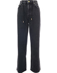 Womens Ganni Heavy Denim Izey Drawstring In Black