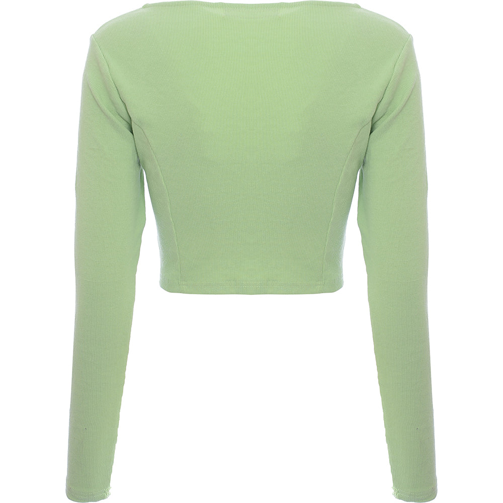 Skylar Rose Women's Green Cropped Square Neck Cardigan