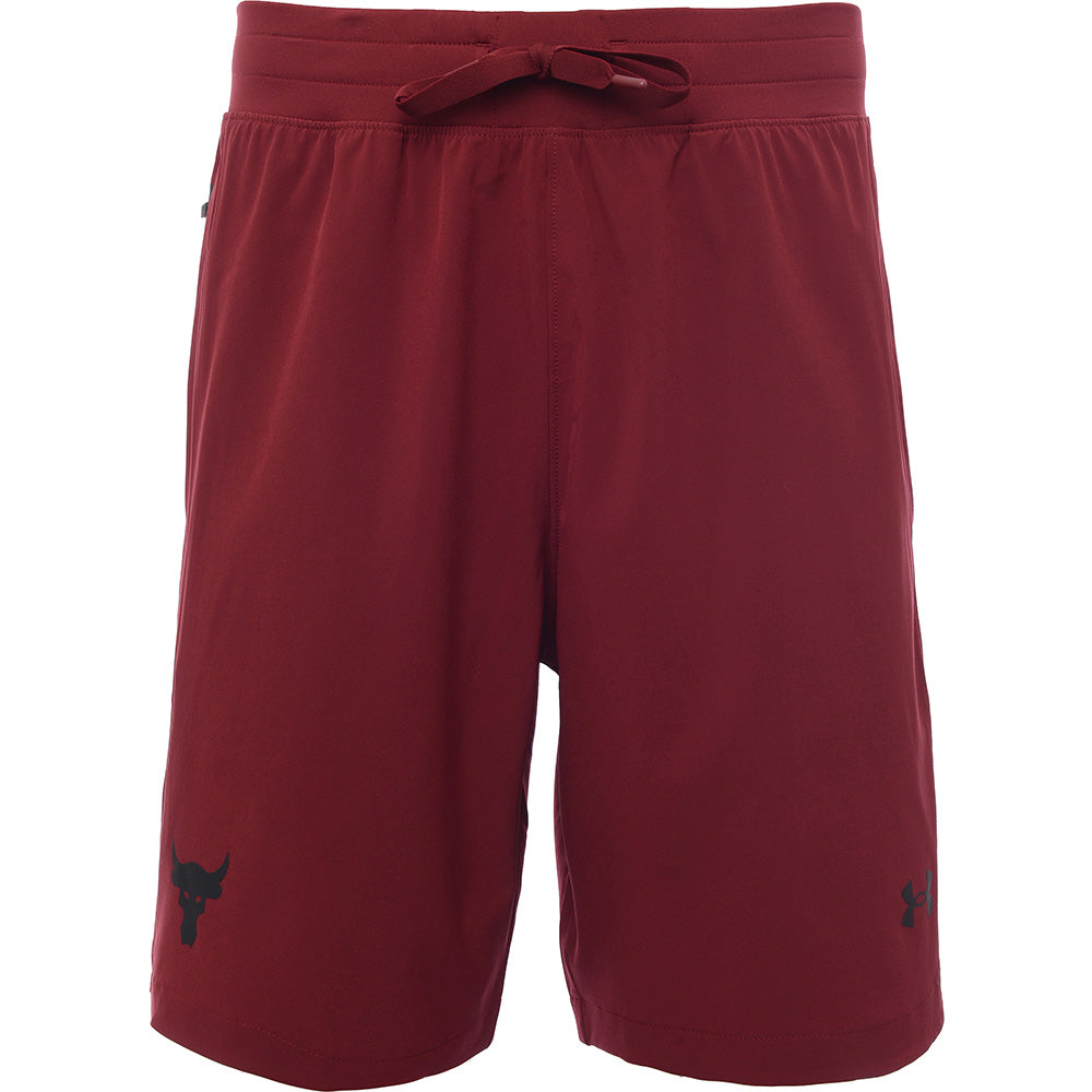 Under Armour Men s Burgundy Red Project Rock Shorts Sale Lab UK