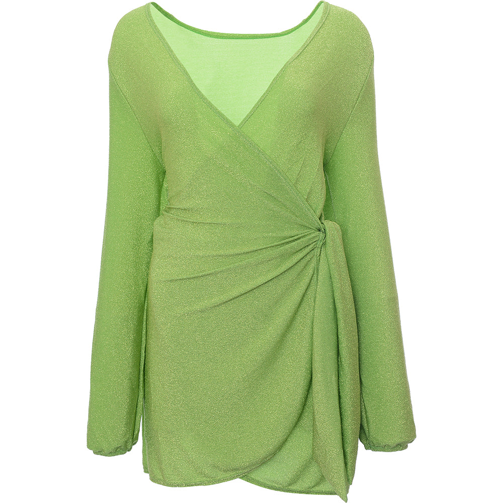 South Beach Women's Green Knot Front Metallic Mini Beach Dress Sale Lab UK South Beach Women's Green Knot Front Metallic Mini Beach Dress Sale Lab UK