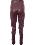 Parisian Petite Womens Faux Leather Trousers In Wine