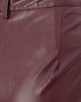 Parisian Petite Womens Faux Leather Trousers In Wine