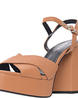 Womens Lamoda Flared Heel Platform Sandal In Beige