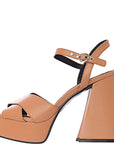 Womens Lamoda Flared Heel Platform Sandal In Beige