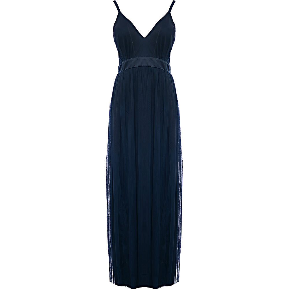Anaya With Love Women's Navy Bridesmaid Petite Tulle Plunge Front