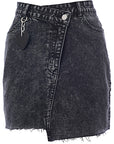 Urban Revivo Women's Black Asymmetric Denim Mini Skirt