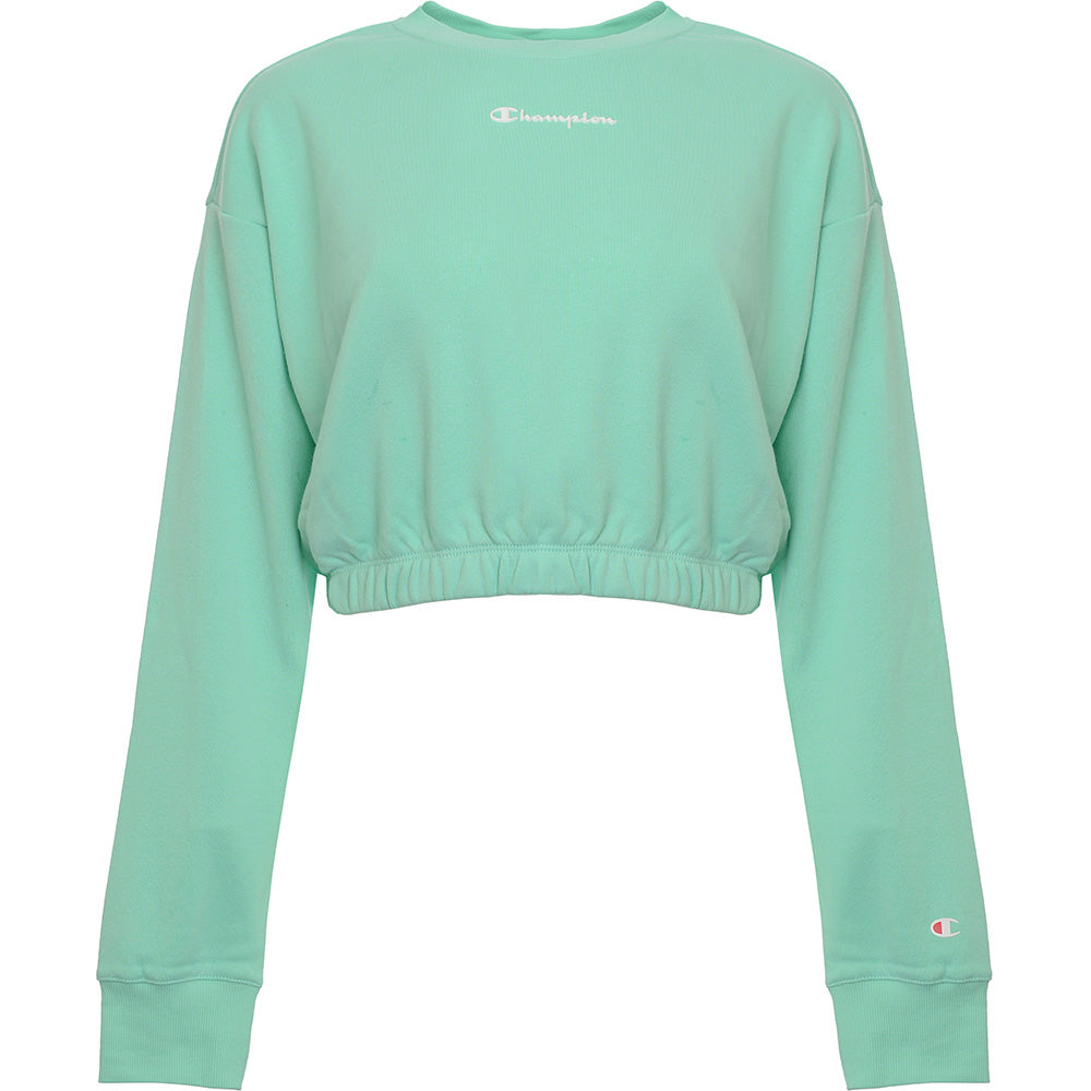 Champion Women s Green Cropped Sweatshirt With Logo Sale Lab UK