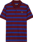 Lacoste Men's Bordeaux/Blue Stripe Golf Polo