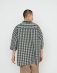 Nanamica Mens Green Check Open Collar Shirt