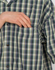 Nanamica Mens Green Check Open Collar Shirt