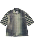 Nanamica Mens Green Check Open Collar Shirt