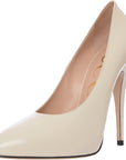 Gucci Womens Bow Embellished Patent Leather Pumps In White