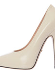 Gucci Womens Bow Embellished Patent Leather Pumps In White