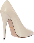 Gucci Womens Bow Embellished Patent Leather Pumps In White