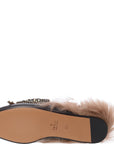 Gucci Womens Princetown Shearling Lined Embellished Leather Slippers In Black