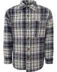 Mens FKN Awesome Heavy Flannel Overshirt in Navy & White
