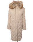 Forever New Womens Diamond Quilted Puffer Coat in Camel