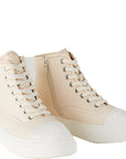 Unisex Kids MM6 Logo Zip Up Laced Cream Boots in Cream