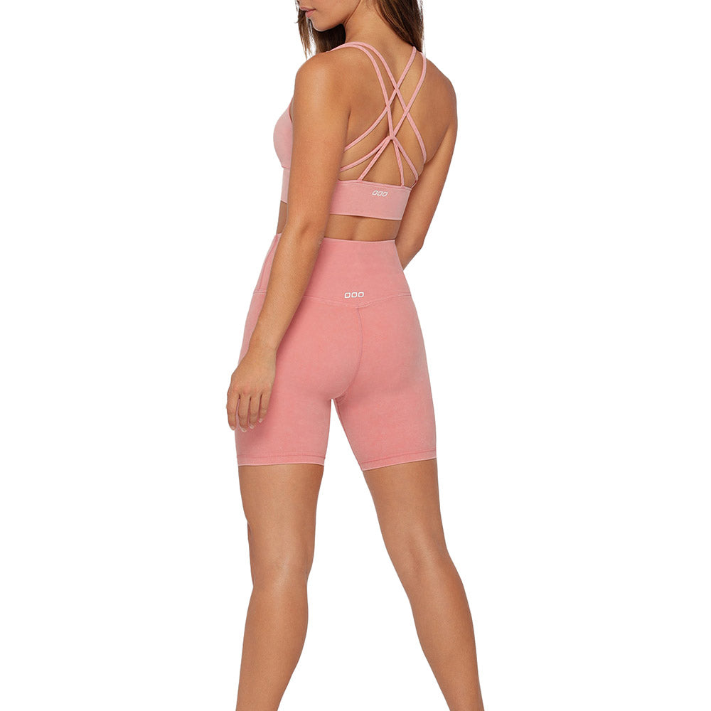 Lorna Jane Snow Wash Bike Short in Washed Quartz Pink