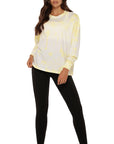 Lorna Jane Tie Dye Boyfriend Long Sleeve Top in Lemon Cream Tie Dye