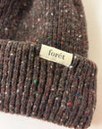 Foret Top Beanie Wool Hat in Brown Melange